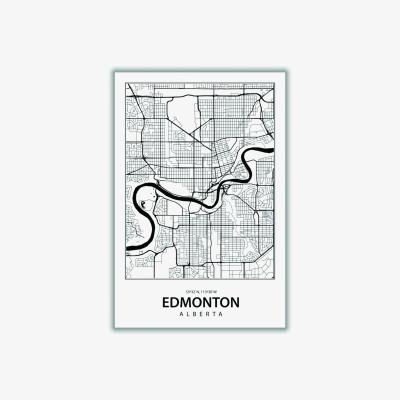 Wolf & Badger Black Map Of Edmonton Alberta Extra Large Stanley Print House