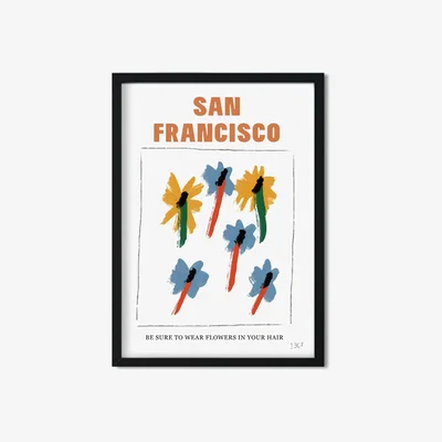 Wolf & Badger San Francisco Flower Retro Giclée Art Print A3 297 X 420Mm Fanclub