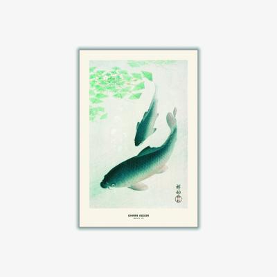Wolf & Badger Blue Ohara Koson - Carp Or Koi A1 594 X 841Mm Stanley Print House