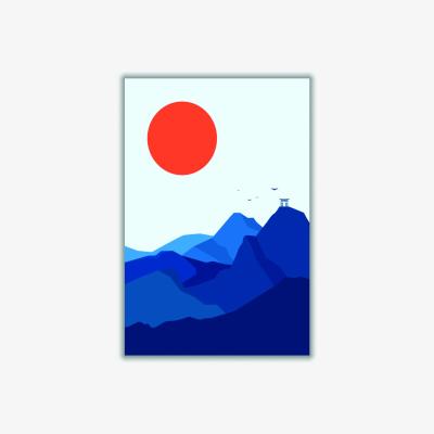 Wolf & Badger Blue Japanese Mountain Sunrise A2 420 X 594Mm Stanley Print House
