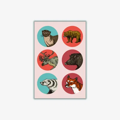 Wolf & Badger Animal Circles Ii Large Stanley Print House