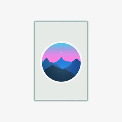 Wolf & Badger Pink / Purple Moody Moonrise Kingdom Small Stanley Print House