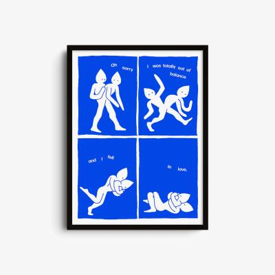 Wolf & Badger Blue Falling In Love - Giclee Fine Art Print - Small | 12 X 16" | East Side Studio London