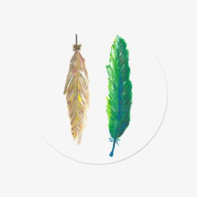Wolf & Badger Neutrals Circle Wall Sticker Beige Green Feathers Catchii
