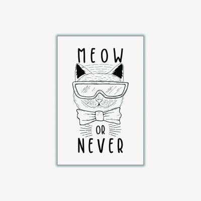Wolf & Badger Black Meow Or Never A1 594 X 841Mm Stanley Print House