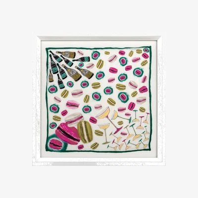Wolf & Badger Framed Silk Art Champaign & Macarons One Size Un Poco