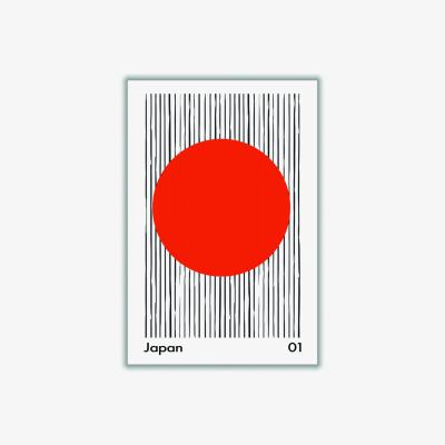 Wolf & Badger Red Japan Midcentury A4 210 X 297Mm Stanley Print House