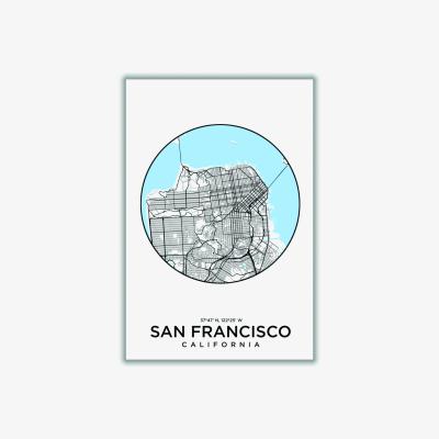 Wolf & Badger Blue Map Of San Francisco A3 297 X 420Mm Stanley Print House