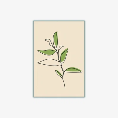 Wolf & Badger Green Abstract One Line Leaf Drawing I A1 594 X 841Mm Stanley Print House