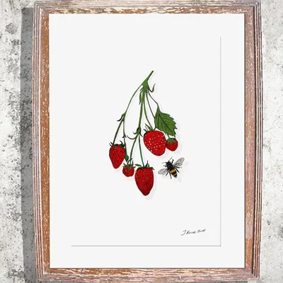 Wolf & Badger The Strawberry Vine Signed Print A4 210 X 297Mm Jessica Russell Flint