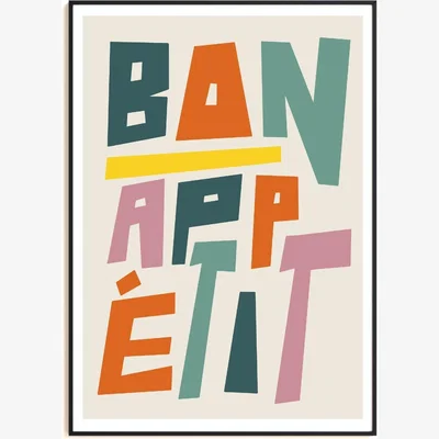Wolf & Badger Bon Appetit Typography Art Print - A2 Natalie Cass Art