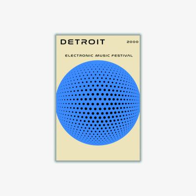 Wolf & Badger Blue Detroit Electronic Music Festival A2 420 X 594Mm Stanley Print House
