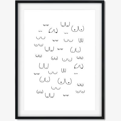 Wolf & Badger Black Boobs - A2 Poster Size A2 420 X 594Mm The Native State