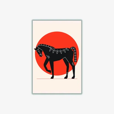 Wolf & Badger Red Proud Horse Medium Stanley Print House