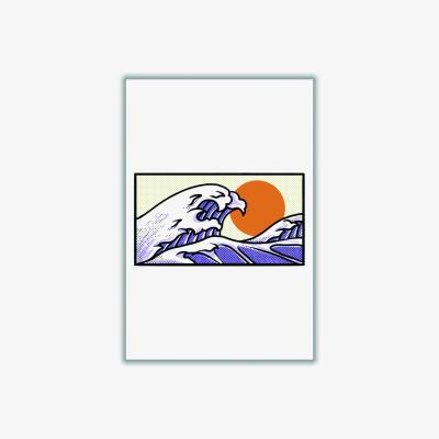 Wolf & Badger Pink / Purple Japanese Wave Vibes A2 420 X 594Mm Stanley Print House