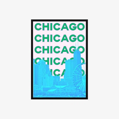 Wolf & Badger Chicago Skyline Glow Poster | Artchi