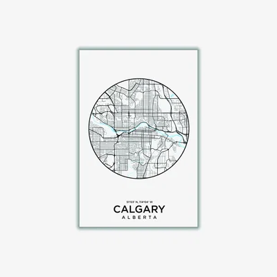 Wolf & Badger Black Map Of Calgary A2 420 X 594Mm Stanley Print House