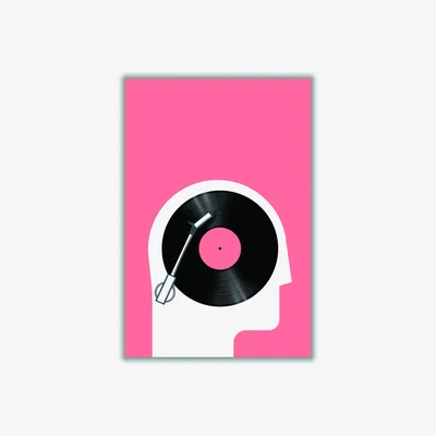 Wolf & Badger Black Listen To Records A1 594 X 841Mm Stanley Print House