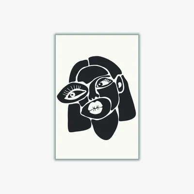Wolf & Badger Black Abstract Faces Series #3 Extra Small Stanley Print House