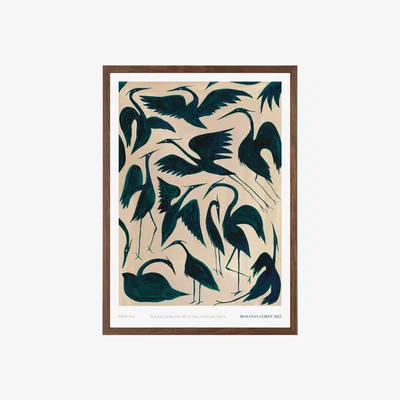 Wolf & Badger Grey / Black / Green A3 - Herons Print, Dark Teal One Size Rosanna Corfe