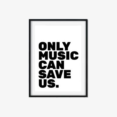 Wolf & Badger Black Only Music Can Save Us A3 297 X 420Mm The Native State