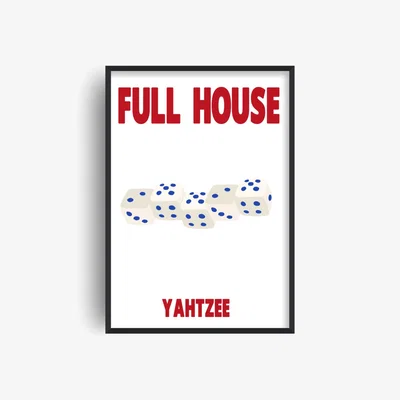 Wolf & Badger Blue / Red Full House Yahtzee Dice Retro Game Giclée Art Print A3 | A4 | 210 X 297Mm | Fanclub