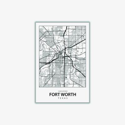 Wolf & Badger Black Map Of Fort Worth Medium Stanley Print House