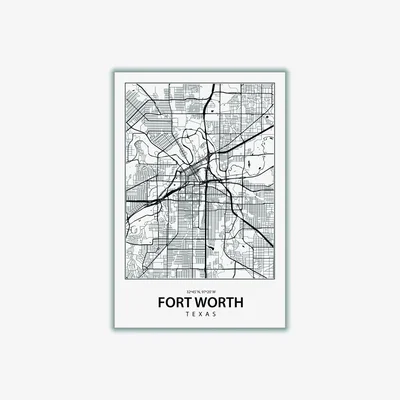 Wolf & Badger Black Map Of Fort Worth Medium Stanley Print House