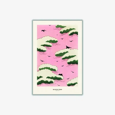 Wolf & Badger Pink / Purple Bijutsu Sekai - Pink Sky A4 210 X 297Mm Stanley Print House
