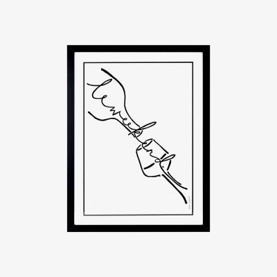 Wolf & Badger Black Le Weekend - Line Art Print A3 Byam England
