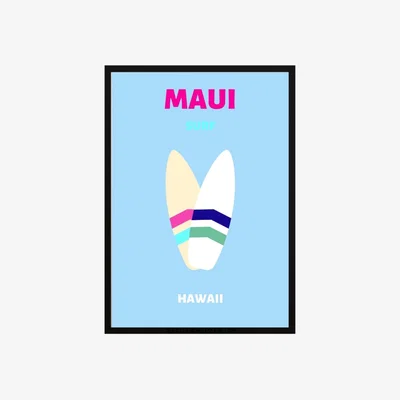 Wolf & Badger Blue Maui Surf Vibes Poster | Artchi