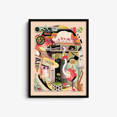Wolf & Badger Neutrals / Red Kgykgk - Giclee Fine Art Print - Small | 12 X 16" | East Side Studio London