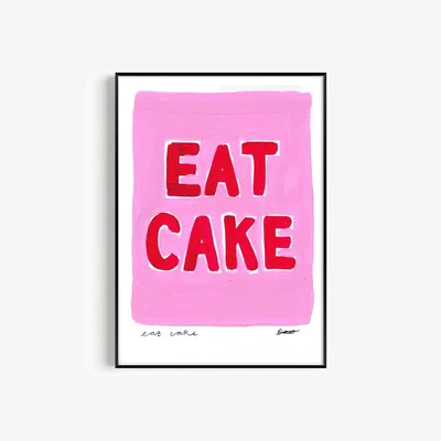 Wolf & Badger Pink / Purple / Red Eat Cake Hand Painted Art Print - A3 | Natalie Cass Art