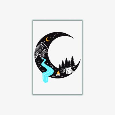 Wolf & Badger Blue Moon River A4 210 X 297Mm Stanley Print House