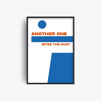 Wolf & Badger Another One Bites The Dust Queen 1980S Music Giclée Art Print Blue A2 Fanclub