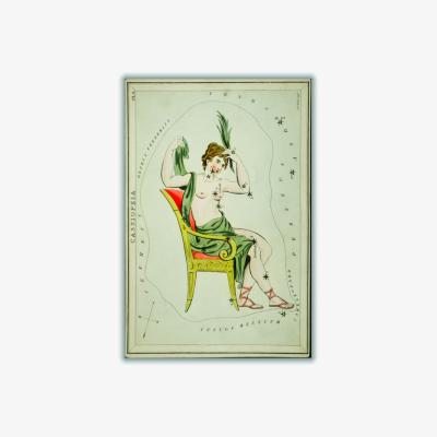 Wolf & Badger Green Astronomical Chart Of The Cassiopeia A4 210 X 297Mm Stanley Print House