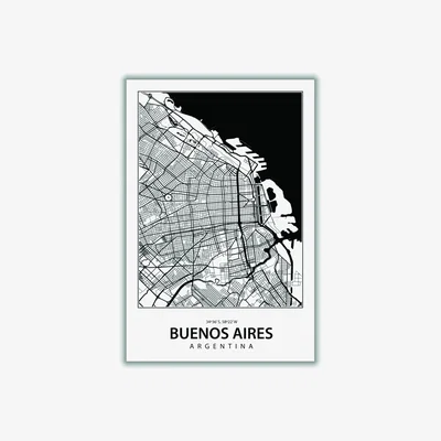 Wolf & Badger Black Map Of Buenos Aires A3 297 X 420Mm Stanley Print House
