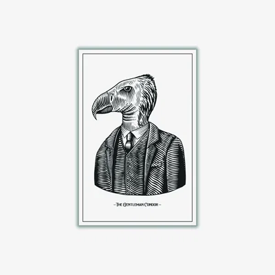 Wolf & Badger Black The Gentleman Condor A2 420 X 594Mm Stanley Print House