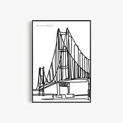 Wolf & Badger Black / White Humber Bridge Art Print - A3 | A3 | 297 X 420Mm | Natalie Cass Art