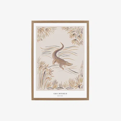 Wolf & Badger Neutrals / Yellow / Orange A3 - Croc Monsieur' Beige Crocodile Art Print One Size Rosanna Corfe
