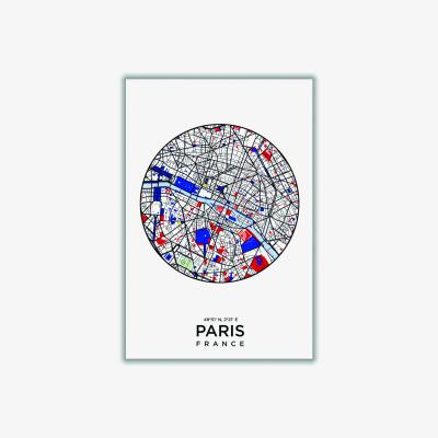 Wolf & Badger Blue Map Of Paris France Large Stanley Print House