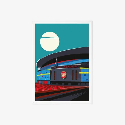 Wolf & Badger Arsenal Fc Under The Moon Art Print A3 297 X 420Mm Eye for London Prints