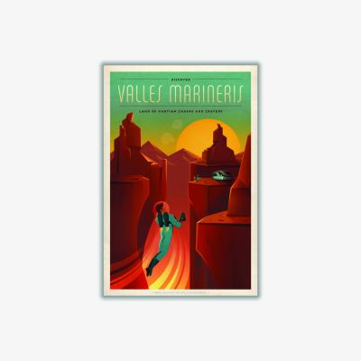 Wolf & Badger Yellow / Orange Spacex - Olympus Mons A3 297 X 420Mm Stanley Print House