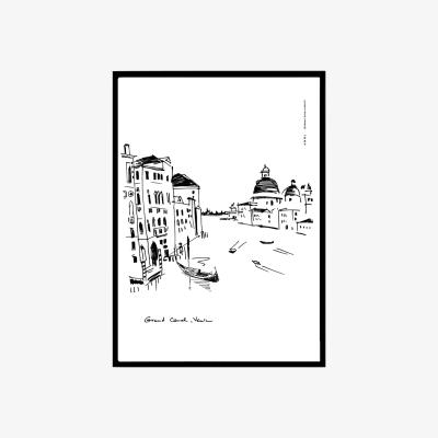 Wolf & Badger Black / White Modern Venice Travel Poster, Italy Wall Art For Home Decor And The Perfect Italy Gift: Art Print Awol