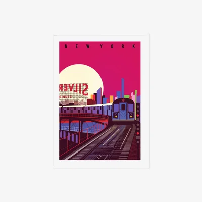 Wolf & Badger New York City Subway Illustrated Art Print A3 297 X 420Mm Eye for London Prints