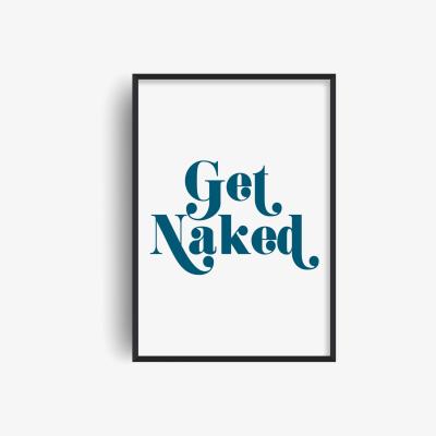 Wolf & Badger Blue Get Naked Retro Giclée Art Print A3 297 X 420Mm Fanclub
