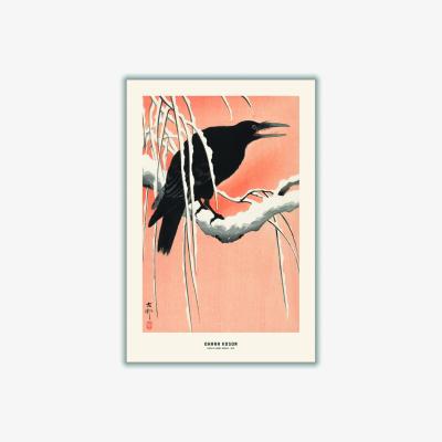 Wolf & Badger Black Ohara Koson - Crow On Snowy Branch A1 594 X 841Mm Stanley Print House