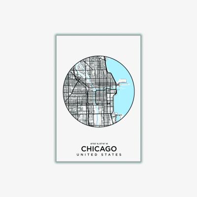 Wolf & Badger Blue Map Of Chicago Extra Small Stanley Print House