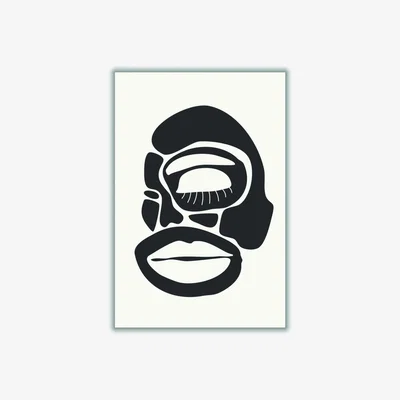 Wolf & Badger Black Abstract Faces Series #2 A4 210 X 297Mm Stanley Print House