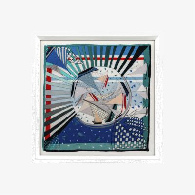 Wolf & Badger Blue Framed Silk Art Les Bravades France One Size Un Poco